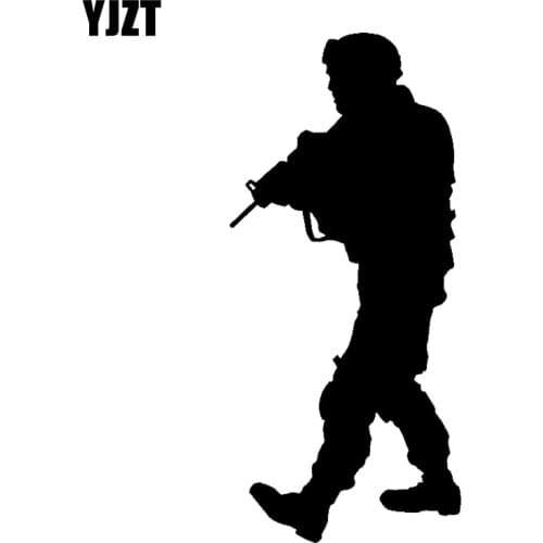 YJZT 7.1*15.8CM Cartoon Soldiers Sniper Rifle Gun Motorcycle Accessories Car Sticker Decoration Black/Silver Vinyl C12-0340
