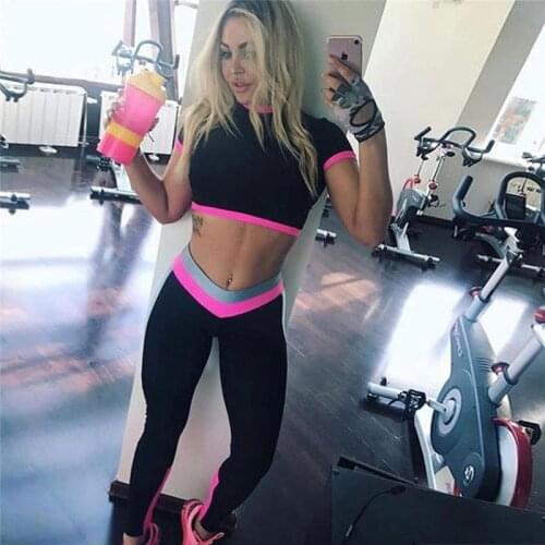 Patchwork Sport Suit Women Yoga Sets Quick Dry Fitness Sportswear Woman Gym Clothing Training Dancing Running Set Workout Pants