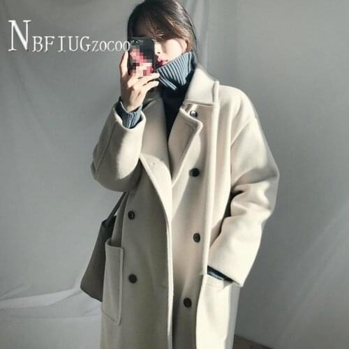 Autumn Winter Women Woolen Coat 2021 New Long Style Korean Loose Female Overcoat