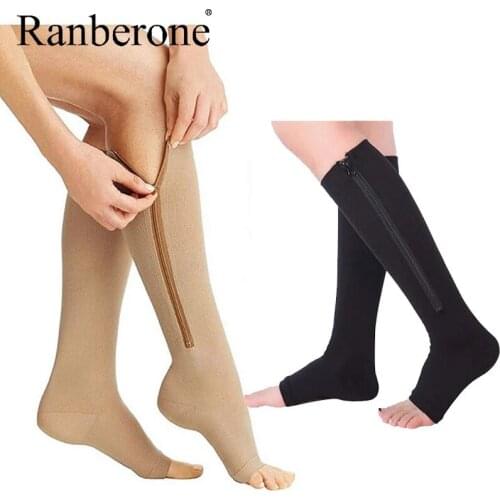 Winter Funny Socks Men Women Elastic Stretch Compression Socks Zipper Knee Highs Soccer Leggings Cycling Socks Pack High Quality