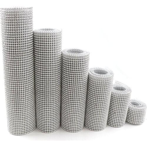 1 Sheet 3mm Glass Rhinestone+Gold/Silver Aluminum Rhinestone Mesh Trim ABS Plastic HotFix For DIY Wedding Dress Jewelry