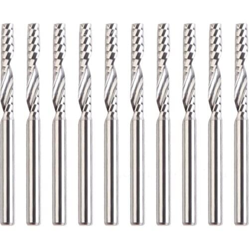 10 Pcs/set Single Blade Long Milling Cutter 3.175 * 22 Burr Acrylic Engraving Machine Tool