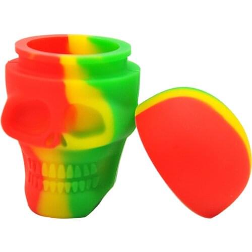 10Pcs Silicone Storage Oil Box Nonstick Wax Container 3ml Skull Shape Jar Portable Shisha Chicha Tool Smoking Smoke Accessories
