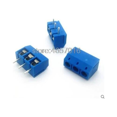 100PCS KF301-5.0-3P KF301 "+ "Screw 3Pin 5.0mm Straight Pin PCB Screw Terminal Block Connector