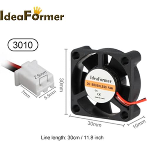 2Pcs 2510 3010 Cooling Fan Radiator Cooler 25x25x10/30x30x10mm DC5/12/24V 2Pin XH2.54 cable for 3D Printer Reprap J-head Hot End