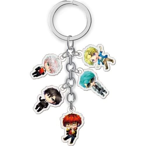 2020 GAME Korea Anime Mystic Messenger Keychain Cartoon Figure Yoosung Jumin Unknown Zen Acrylic Pendant Keyring