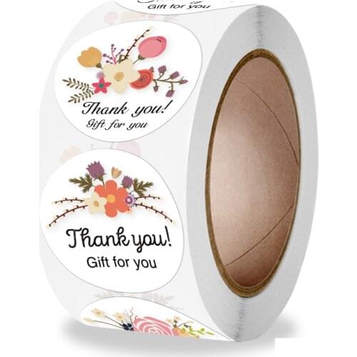 25mm Thank You Gift For You Flower Stickers Stationery Letter Stickers Gift Packing Stickers Handmade Decoration Crafts