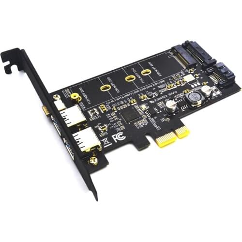 2x USB 3.0 & Type-c M.2 PCIe Adapter M2 SSD SATA B Key to PCI-e 3.0 Controller Converter Riser Card for 2280 2260 2242 2230 NGFF