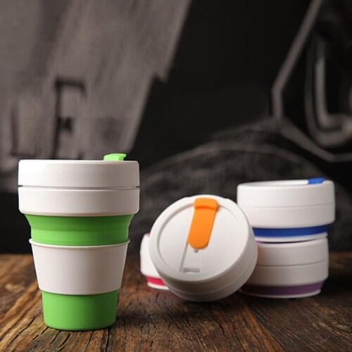 6 Colors 355ML Collapsible Silicone Cup Outdoor Reusable Cup with Lid for Camping Hiking Traveling