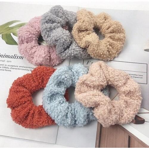 6PCS Plush Hair Scrunchies Simple Solid Color Hair Scrunchies Ponytail Holders Autumn Winter Headwear Hair Rope Accessories