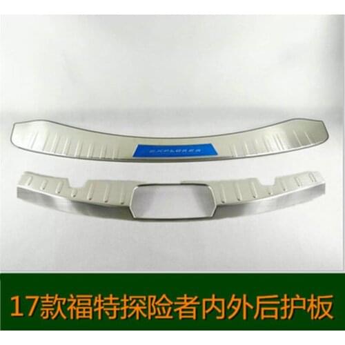 For Ford Explorer 2016 2017 2018 Car Accessories 2pcs Stainless steel Rear Outer & Inner Bumper Protector Door Sill Plate