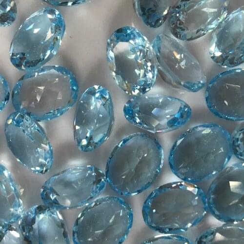 2Piece Topaz Natural Loose Gemstone Oval faceted 7X9mm Bead for Inlaid silver 925 jewelry Ring Necklace DIY ICNWAY