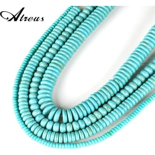 Atreus4 6 8 10 12mm Turquoises Natural Stone Beads Flat Spacer Beads Round Loose Beads DIY Bracelet For Jewelry Making Wholesale