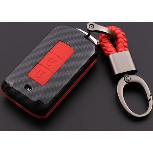 Carbon Fiber Key Cover Case 2 3 Buttons For Mitsubishi Accessories Car Key Cover Car Styling