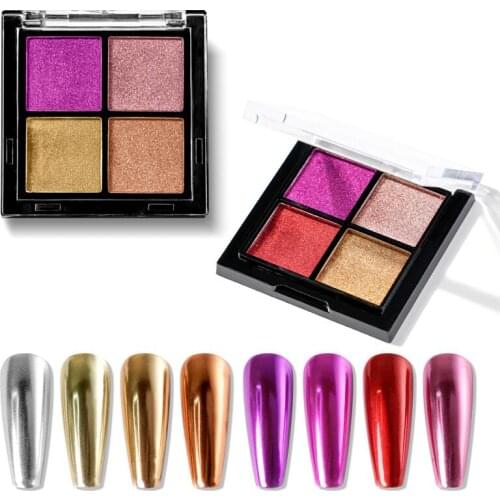 CHNRMJL 6/12Boxes 4 In 1 Nail Solid Magical Powder Metallic Chrome Mirror Nails Glitter Pigment DIY Nails Art Decorations Tools