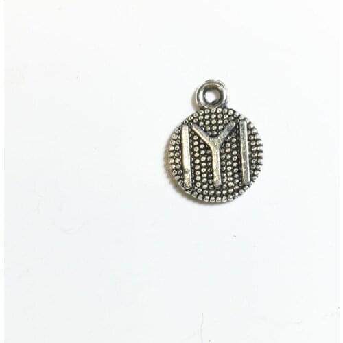 Eruifa 20pcs 10mm Burnished Silver Coin IYI Zinc alloy Beads Charms Pendant Jewelry DIY Handmade Necklace,Earrings