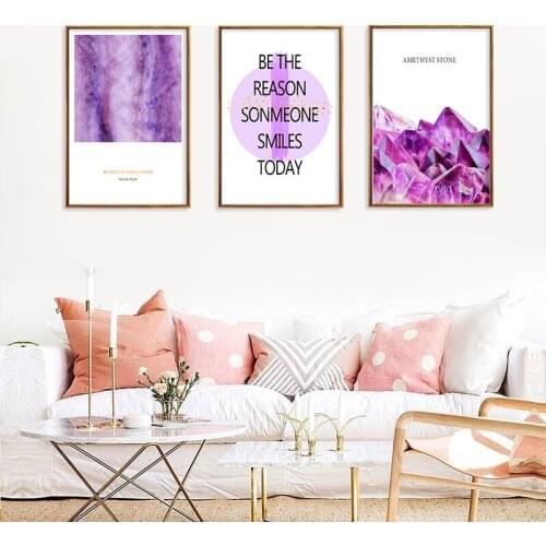 Purple Beautiful Crystal Stone Canvas Painting English Text Home Decorative Wall Pictures Prints Art Posters