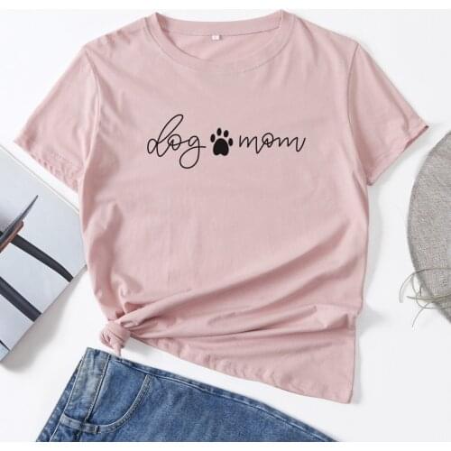 Dog Mom Paw Animal Dogs Lover Graphic Tee Woman T-Shirt Short Sleeve T-Shirts Summer Tops for Women Cotton Female Shirt Clothes