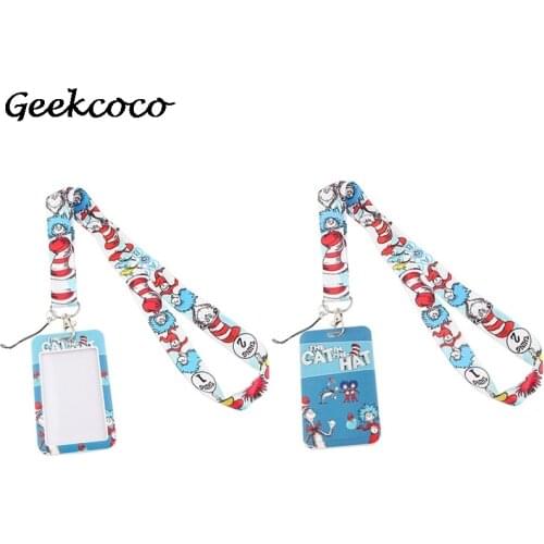 J1894 Cartoon Cat Neck Strap Lanyard for key Phone USB DIY Hang Rope With Kawaii Card Holder
