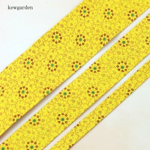 Kewgarden DIY Boutonniere Bow tie Accessories Print Flower Fabric Layering Cloth Ribbon 25 40 10mm 1.5" 1" Handmade Tape 10Meter