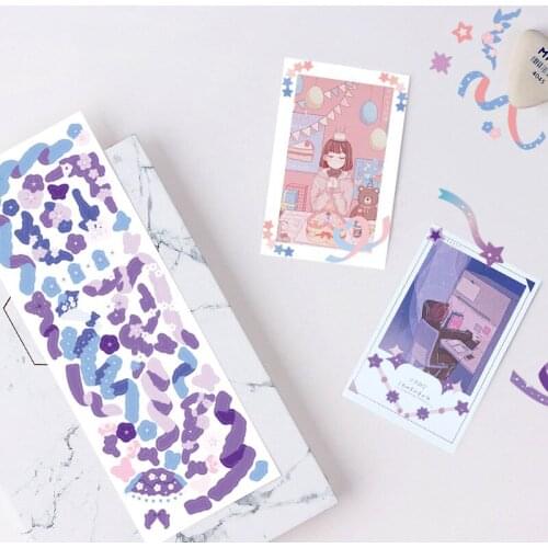 Korea Purple Star Ribbon Stickers Creative Collage Material Stickers Decoration Hand Account Diary Scrapbooking Paper Sticker