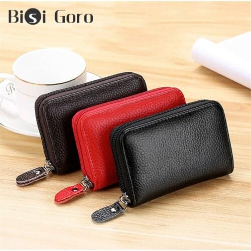 BISI GORO 2020 11 Bits Organ Genuine Leather Card Wallet Casual High Quality Cowhide Card Holder Mini Money Bag Short Wallets
