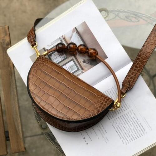 Leather half round womens 2020 hand messenger bag