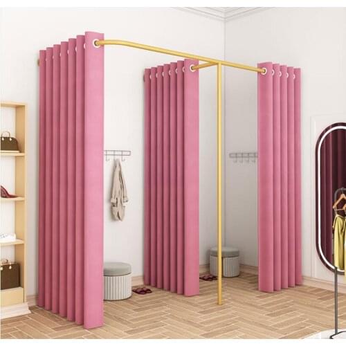 Clothing store F-type fitting room track simple dressing room partition curtain mens and womens changing room