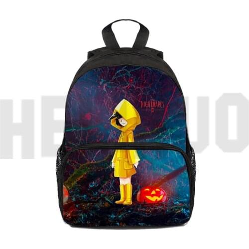 Little Nightmares 2 Kindergarten Backpack Children Anime Bag 12/16 Inch Mini Bag 3D Printed Cute Bookbag Kids Cartoon Backpack