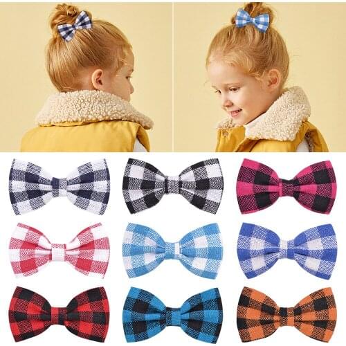 12PCS/LOT Fashion Plaid Bows Hairpins For Girls Children Headdress Hair Clips Headwear Cute Barrette Kids Hair Accessories 2021