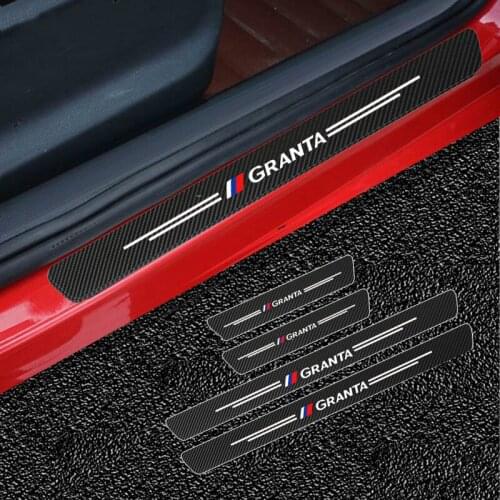 Mutips 4PCS carbon fiber Car Scuff Plate Door Threshold Sill Stickers Cover Trim Accessories Auto Decoration For Lada Granta