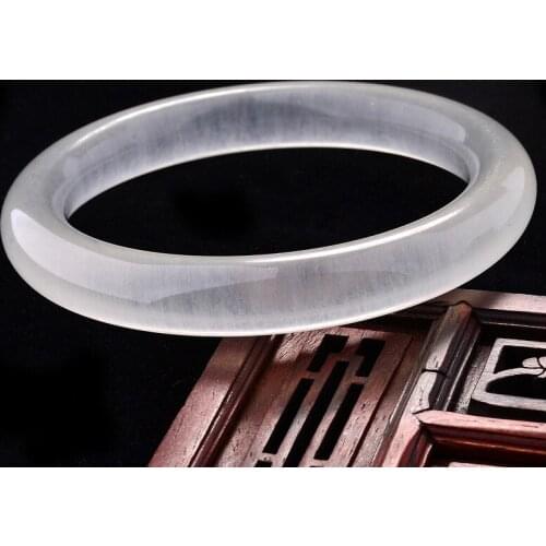 Natural Chinese Ice Silk Jade Hand-carved Round Bar Bracelet Fashion Boutique Jewelry Men and Women Ice Silk Bracelet