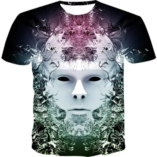 New Loose Round Neck Short Sleeve T-Shirt 3D Color Printing Hip-Hop Skull Personality Male/Female Suitable For XXS-6XL