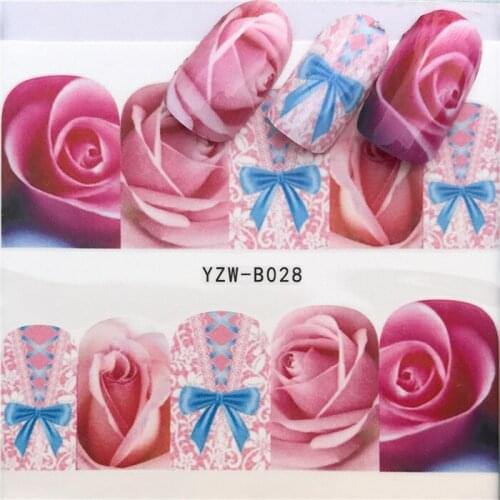 Rose Flower Nail stickers art decorations slider adhesive Water Transfer decals manicure lacquer accessoires polish foil