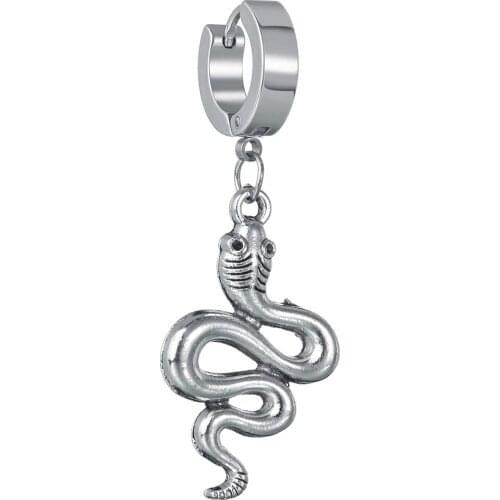 1 Pc New Trendy Vintage Snake Shape Hoop Earrings for Women Girl Retro Drop Earrings Small Object Earring Animal Jewelry Bijoux