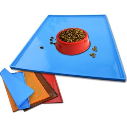 Dog/Cat Non Slip Bowl Food Mat with Raised Edge Convenient to Store Washable Pad Easy Clean Placemat with Raised Edge