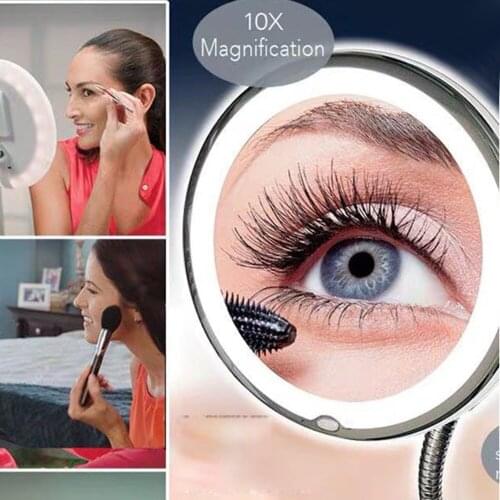 LED Mirror Light Makeup Mirror with Led Light Flexible 10X Magnifying Mirrors Light Cosmetic Miroir Dropshipping Vanity Mirrors