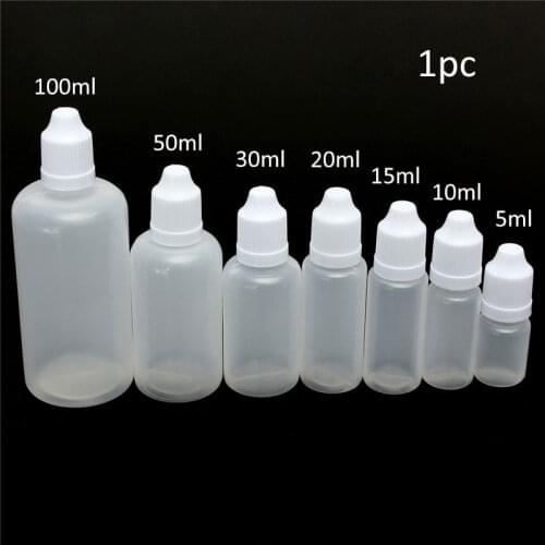 1pc 10ml/20ml/50ml/100ml Plastic Liquid Bottles Squeezable Eye Dropper Bottles Liquid Droppers Empty Bottle