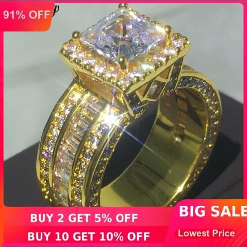 Choucong Vintage Promise Ring 925 sterling Silver Princess cut 3ct AAAAA cz Wedding Band Rings For Women Men Party Jewelry Gift