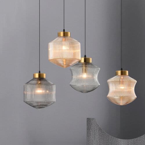 Nordic Stained Glass Pendant Lights Led Modern Hanging Lamp for Living Room Kitchen Lighting Fixtures Home Art Deco Suspension