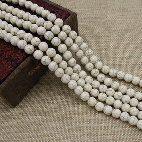 High Quality Synthetic Turquoises White Round Loose Stone Beads For Jewelry Making Bracelet Earrings Necklace Beads 6MM 8MM 16MM