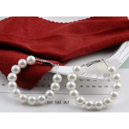 Jewelry For Women 2021 Pearl Earrings Nightclub Exaggeration Oversized 8cm Pearl Circular Ring Ornaments Jewelry-Accessories