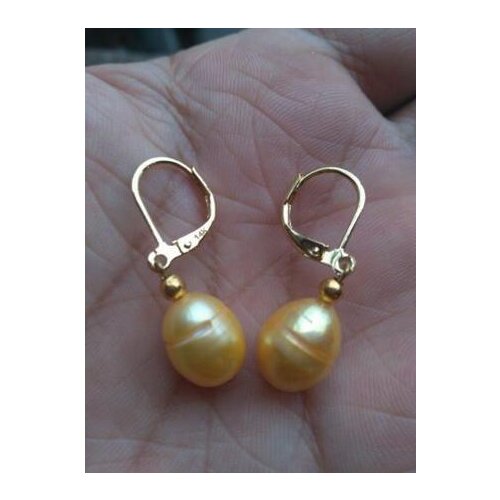 10-12MM gold pearl Handmade pearl earring 14k
