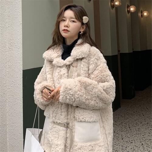 Autumn Winter Woman Long Sleeve New Lapel Lamb Wool Jacket Korean Version Limitation Fur Warm Thicken Clothed Female Tides G1305
