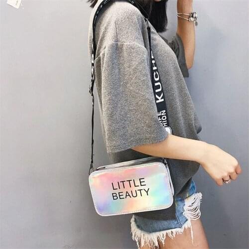 2021 Laser Coin Purse for Women Printing Color Letters Wallet Messenger Bag Wide Shoulder Strap ins Fashion Large Capacity