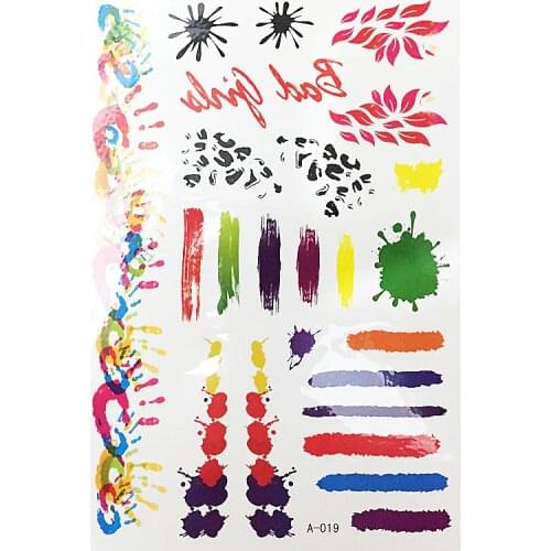 1 Sheet Colored Body Tattoo Waterproof Graffiti Feather Design Waist Arm Decal Temporary Tattoo Sticker