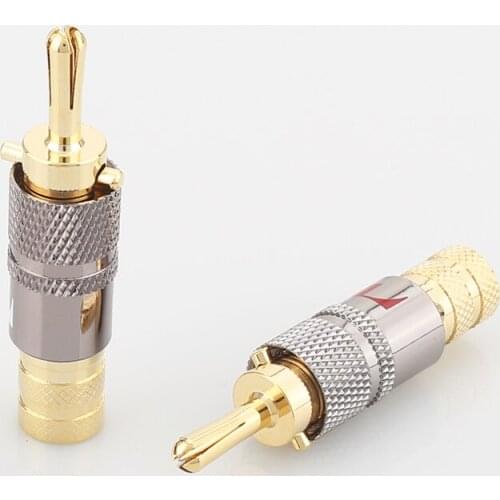 4pcslot Locking RCA Plug Speaker Amplifier Connector For DIY Speaker Cable