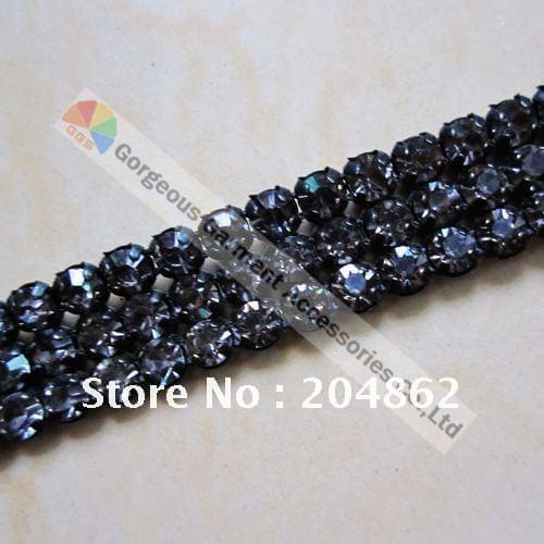 50yards/lot 3 rows crystal rhinestone mesh banding with Original Czech Black Diamond for wedding dress & cakes