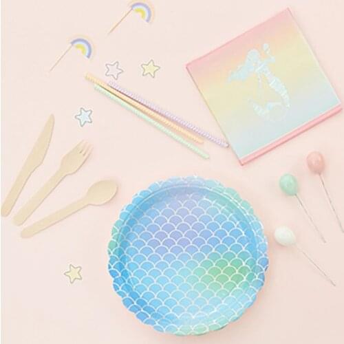 Terno 6 Plastic Plates Birthday Party Decorations Cake Cutlery Disposable Partys Cumpleaños Assiette Jetable Rietjes Plastic