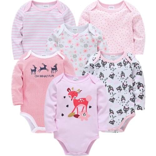 6PCS Infant Baby Girl Bodysuit Long Sleeve Cotton Baby Clothes Newborn body bebe infantil Clothing 6PCS Toddler Baby Clothing
